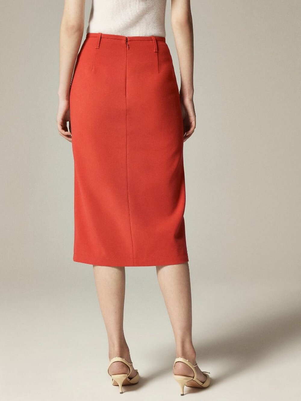 NWT J. Crew Size 12 Chestnut Brown Pencil Midi Skirt in Four-Season Stretch NEW - Picture 3 of 8